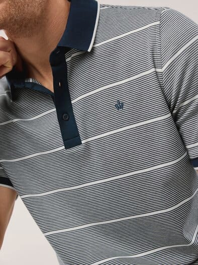 Interlock Polo Streifen Marine