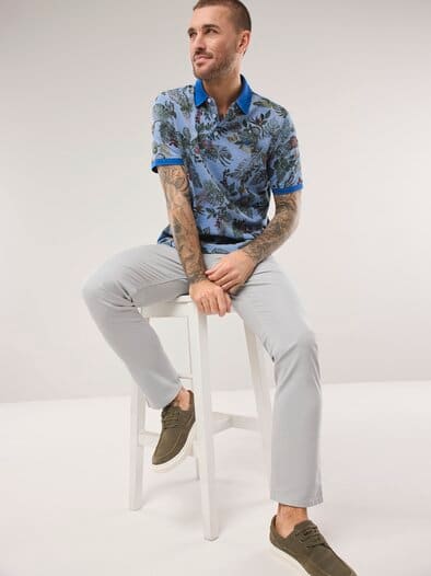 Tropical Polo Druck Blau