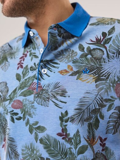 Tropical Polo Druck Blau