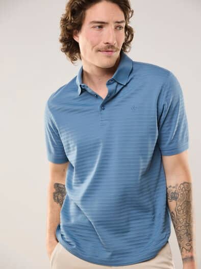 Strukturiertes Polo mit Kurzarm Rauchblau