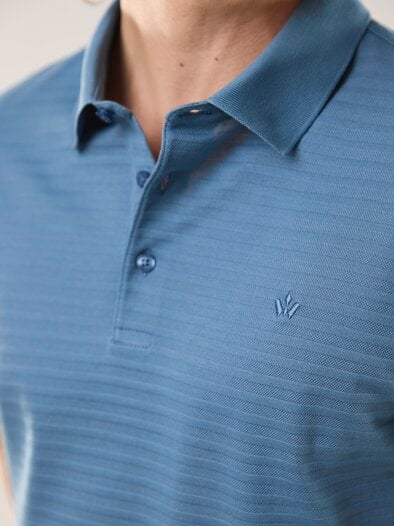 Strukturiertes Polo mit Kurzarm Rauchblau