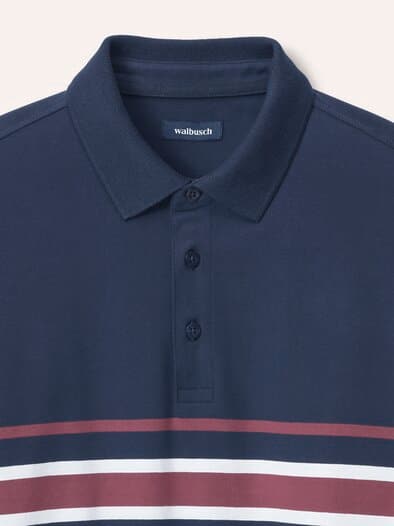 Wärmendes Polo aus Baumwollmix Blau gestreift