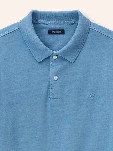 Langarmpolo aus weicher Baumwolle Rauchblau