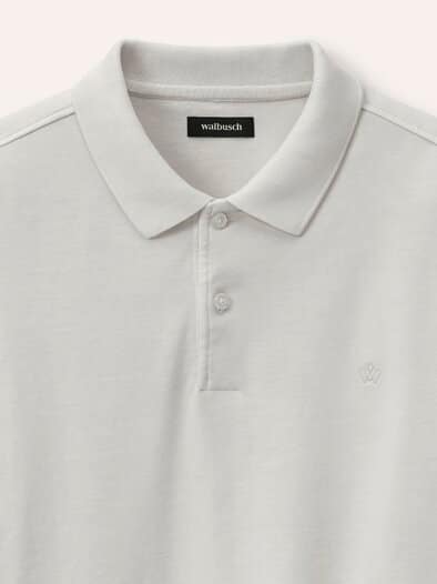 Langarmpolo aus weicher Baumwolle Offwhite