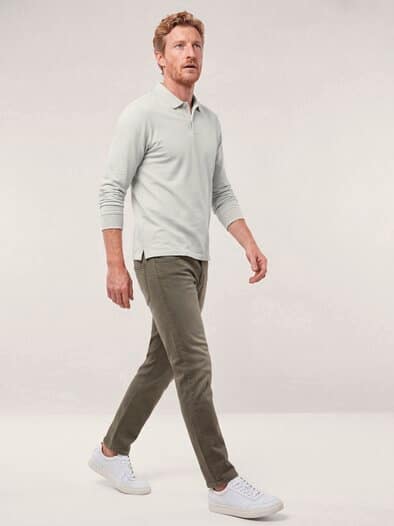 Langarmpolo aus weicher Baumwolle Offwhite