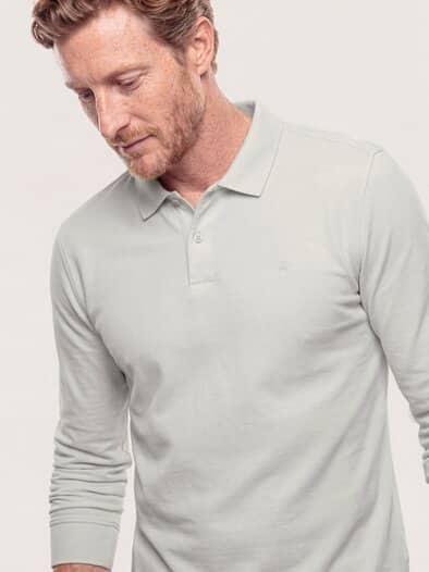 Langarmpolo aus weicher Baumwolle Offwhite