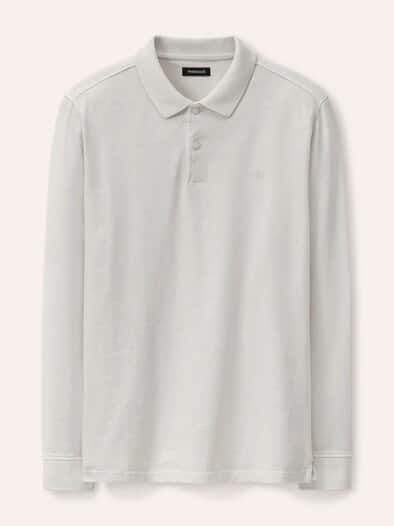 Langarmpolo aus weicher Baumwolle Offwhite
