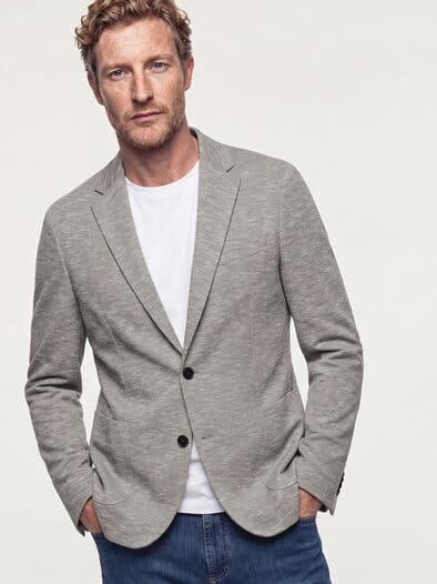 Struktur Sakko aus Jersey-Melange Beige