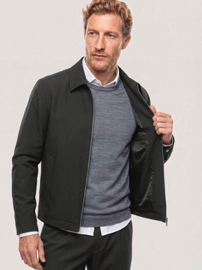 Anzug-Blouson mit Kragen Schwarz