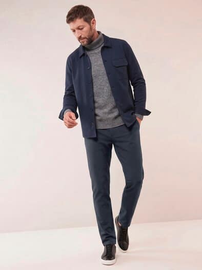 Anzug-Chino aus elast. Material Marine