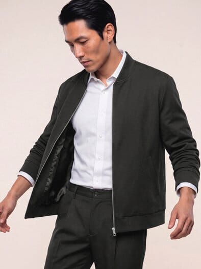Anzug-Blouson mit Stehkragen Schwarz