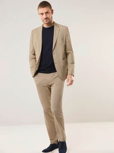 Anzug-Sakko aus Baumwollmix Beige