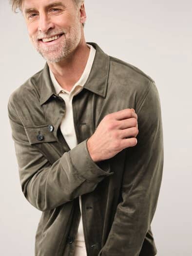 Hemdjacke aus Microvelours Khaki