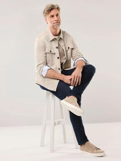 Hemdjacke aus Microvelours Beige