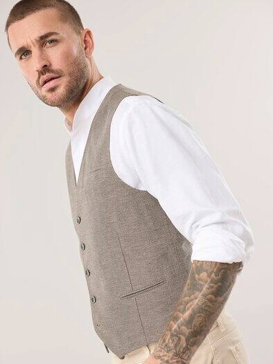 Reiseleinen-Weste Beige