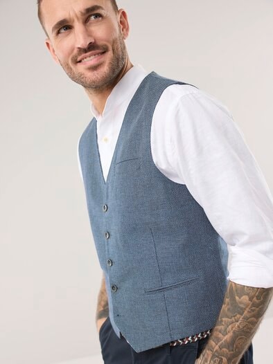 Reiseleinen-Weste Hellblau