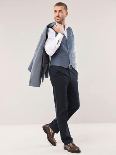 Reiseleinen-Weste Hellblau