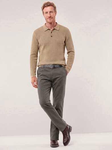 Extraglatt-Stretchbund-Chino Braun