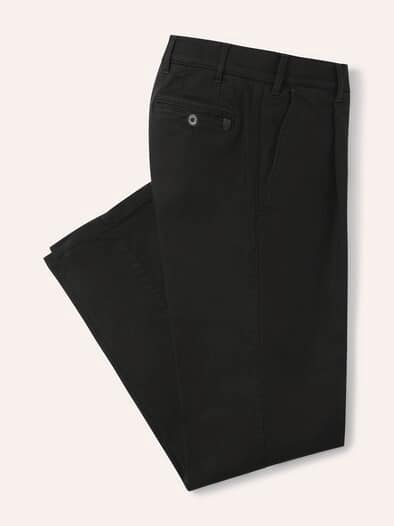 Extraglatt Flex-Bundfaltenjeans Permablack
