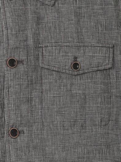 Leinen Hemdjacke Karo Schwarz