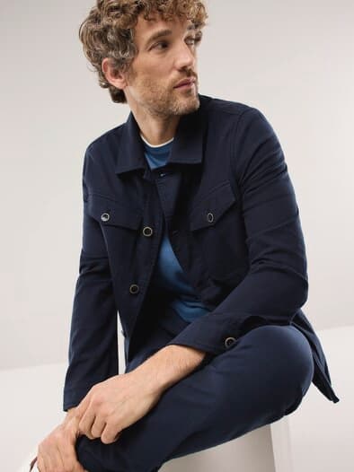 Leinen Hemdjacke Marine