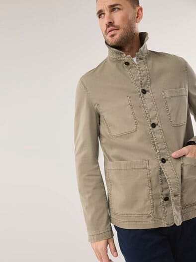 Baumwoll Hemdjacke Beige