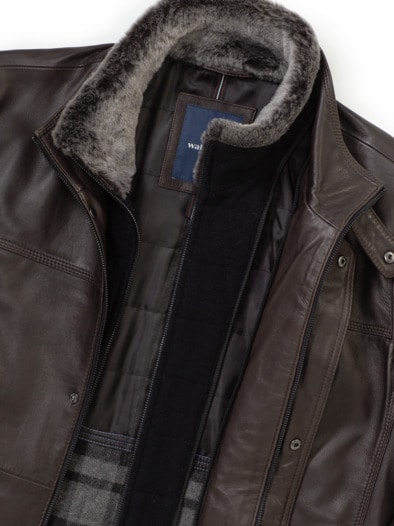Lammnappa Langjacke 2in1 Dunkelbraun