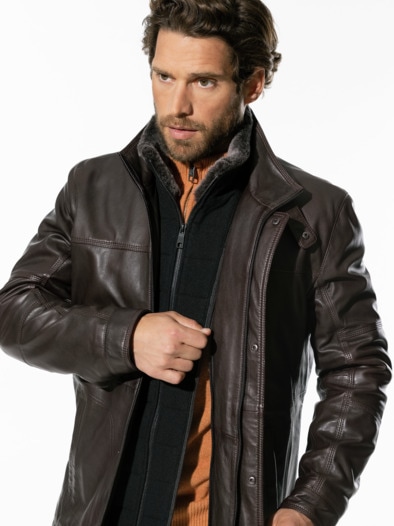 Lammnappa Langjacke 2in1 Dunkelbraun