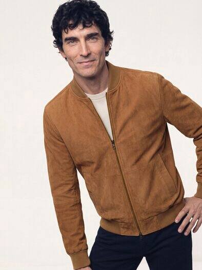 Blouson aus Ziegenvelours Cognac