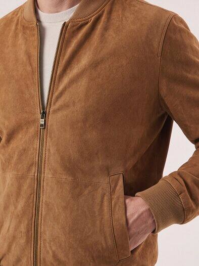 Blouson aus Ziegenvelours Cognac