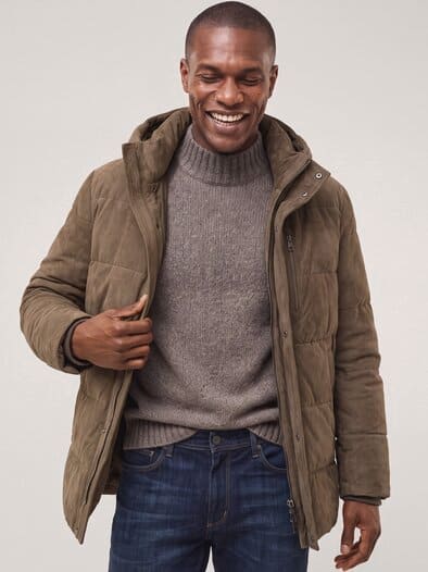 Steppjacke aus Ziegenvelours Beige