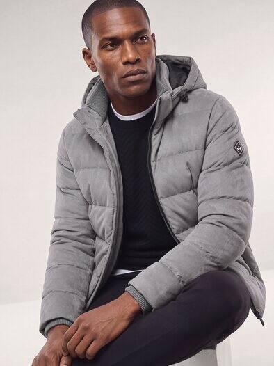 Steppjacke in Veloursoptik Silbergrau