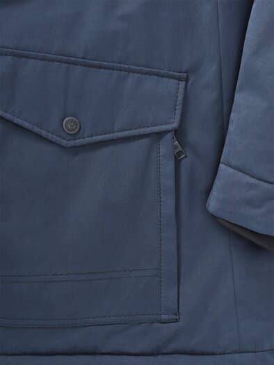 Warme Langjacke mit Kunstfell Marine