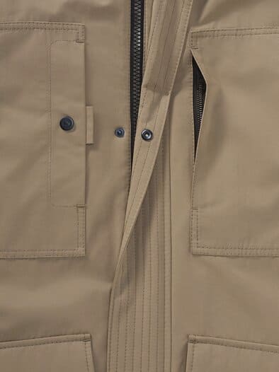 Warme Langjacke mit Kunstfell Beige
