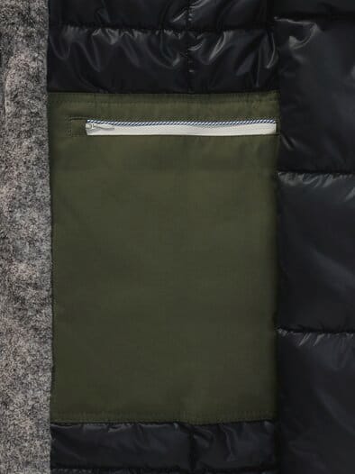 Warme Langjacke mit Kunstfell Oliv
