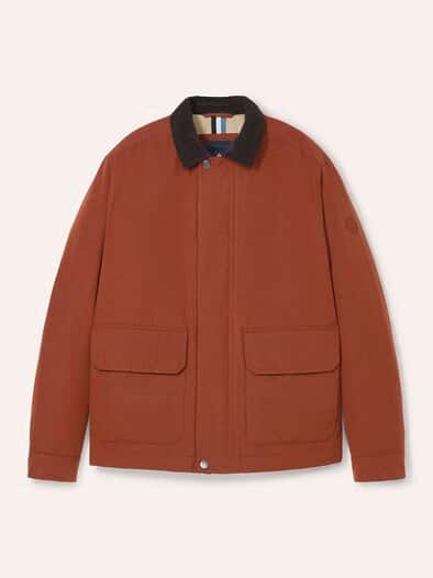 Jacke aus Baumwollmix m. Cordkragen Rotbraun