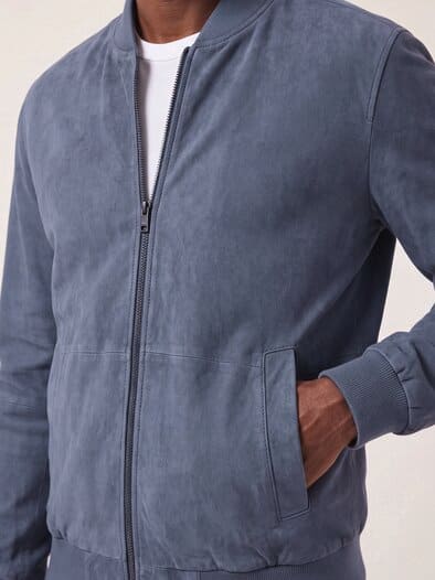 Blouson aus Ziegenvelours Rauchblau