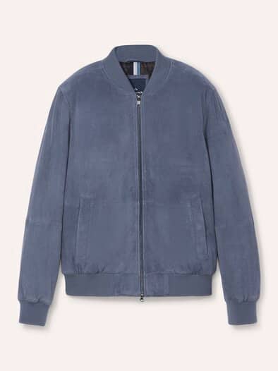 Blouson aus Ziegenvelours Rauchblau