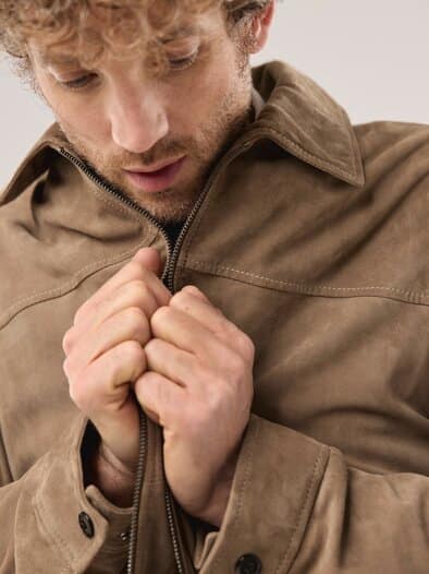 Ziegenvelours Blouson Beige