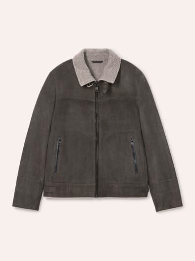 Lederblouson mit Kunstfell Anhtrazit