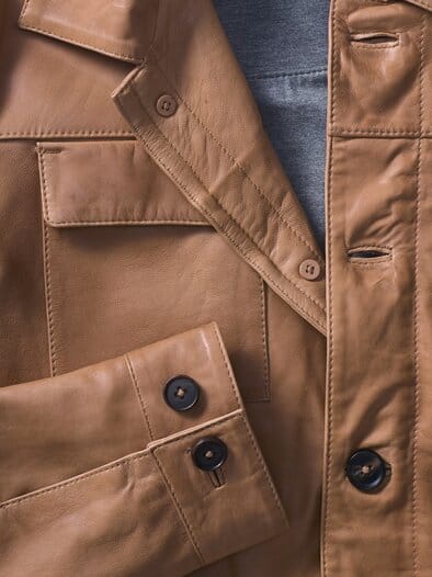 Multitaschen Lederjacke Cognac