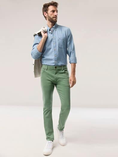 Coloured Jeans Lindgrün