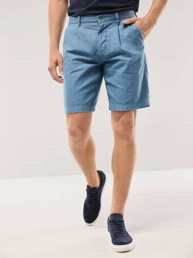 Leinenmix Bermudas Mittelblau