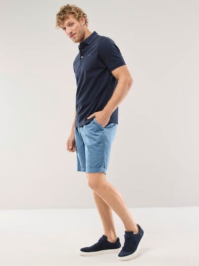 Leinenmix Bermudas Mittelblau