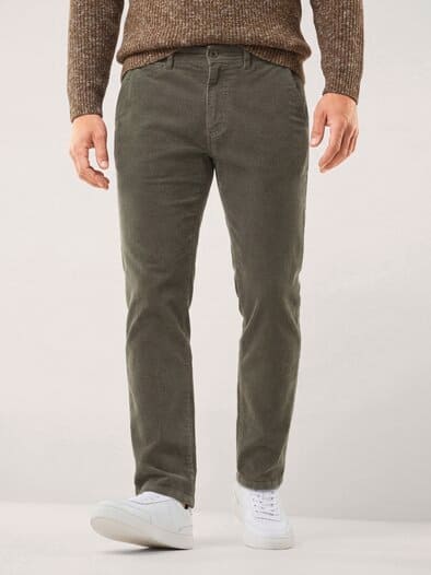 Cordhose aus weicher Baumwolle Oliv