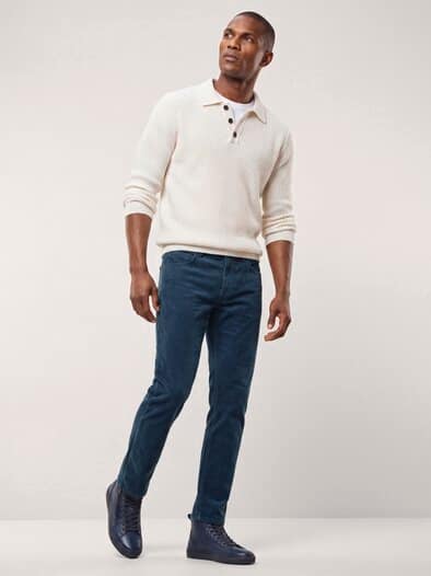 Five Pocket aus feinem Cord Rauchblau