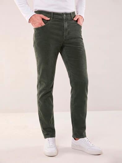 Five Pocket aus feinem Cord Oliv