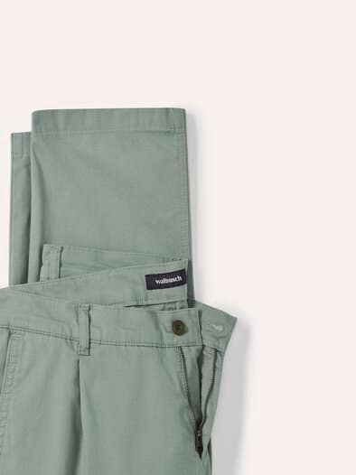 Bundfalten-Chino Feinstruktur Salbei