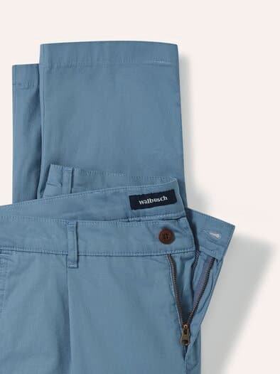 Bundfalten-Chino Feinstruktur Rauchblau