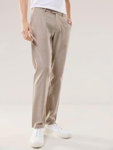 Wohlfühl Leinen-Hose Sand gestreift